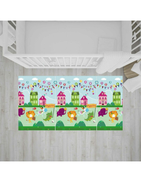 BN-BL120,Bocioland - Covoras de joaca Party, Pliabil, Protectie impotriva loviturilor, Dimensiune mare, 200 x 150 cm, Cu Imprime