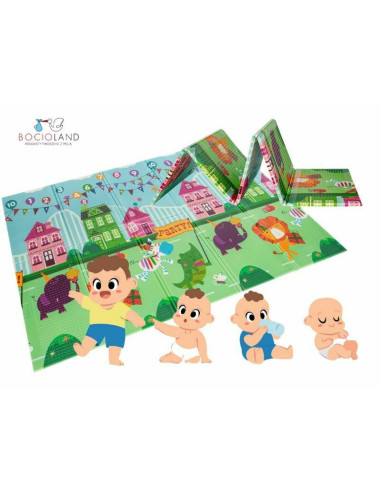 BN-BL120,Bocioland - Covoras de joaca Party, Pliabil, Protectie impotriva loviturilor, Dimensiune mare, 200 x 150 cm, Cu Imprime
