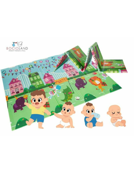 BN-BL120,Bocioland - Covoras de joaca Party, Pliabil, Protectie impotriva loviturilor, Dimensiune mare, 200 x 150 cm, Cu Imprime