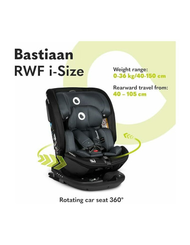 BN-LO-BASTIAAN_RWF_ISIZE_GREY_STONE,Lionelo - Scaun auto Bastiaan RWF i-Size, Pozitie de somn, Protectie laterala, Rotire 360 gr