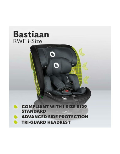 BN-LO-BASTIAAN_RWF_ISIZE_GREY_STONE,Lionelo - Scaun auto Bastiaan RWF i-Size, Pozitie de somn, Protectie laterala, Rotire 360 gr