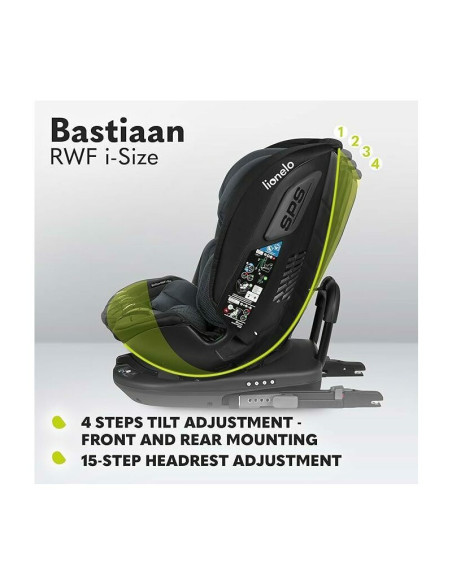 BN-LO-BASTIAAN_RWF_ISIZE_GREY_STONE,Lionelo - Scaun auto Bastiaan RWF i-Size, Pozitie de somn, Protectie laterala, Rotire 360 gr