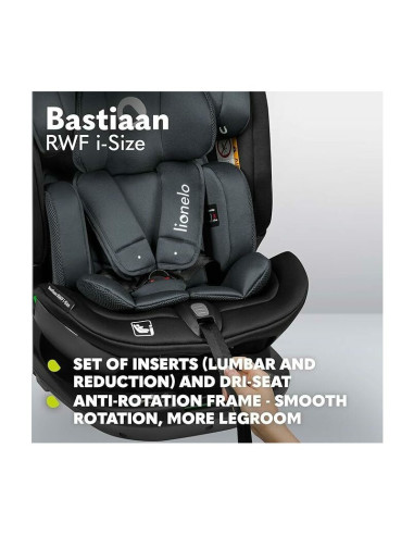BN-LO-BASTIAAN_RWF_ISIZE_GREY_STONE,Lionelo - Scaun auto Bastiaan RWF i-Size, Pozitie de somn, Protectie laterala, Rotire 360 gr