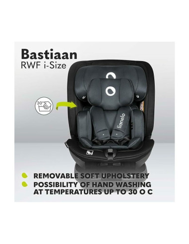 BN-LO-BASTIAAN_RWF_ISIZE_GREY_STONE,Lionelo - Scaun auto Bastiaan RWF i-Size, Pozitie de somn, Protectie laterala, Rotire 360 gr