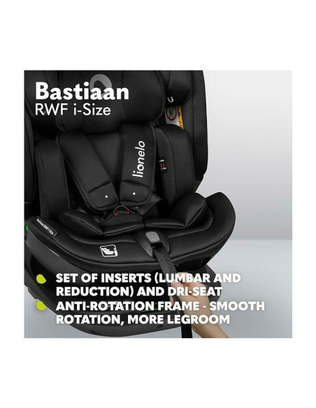 BN-LO-BASTIAAN_RWF_ISIZE_BLACK_CARBON,Lionelo - Scaun auto Bastiaan RWF i-Size, Pozitie de somn, Protectie laterala, Rotire 360 