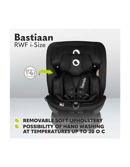 BN-LO-BASTIAAN_RWF_ISIZE_BLACK_CARBON,Lionelo - Scaun auto Bastiaan RWF i-Size, Pozitie de somn, Protectie laterala, Rotire 360 