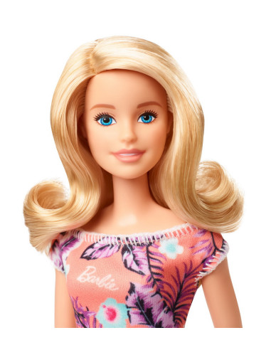 MTGBK92_GHT24,Papusa Barbie Blonda Cu Rochita Inflorata