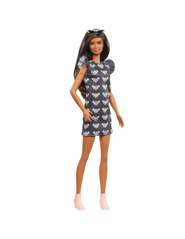 MTFBR37_GHW54,Papusa Barbie Fashionista Bruneta Cu Rochita Mouse Print