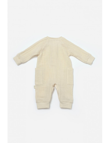 UP-BC-CSYM7036-3,Salopeta cu nasturei, Winter muselin, 100% bumbac - Stone, BabyCosy