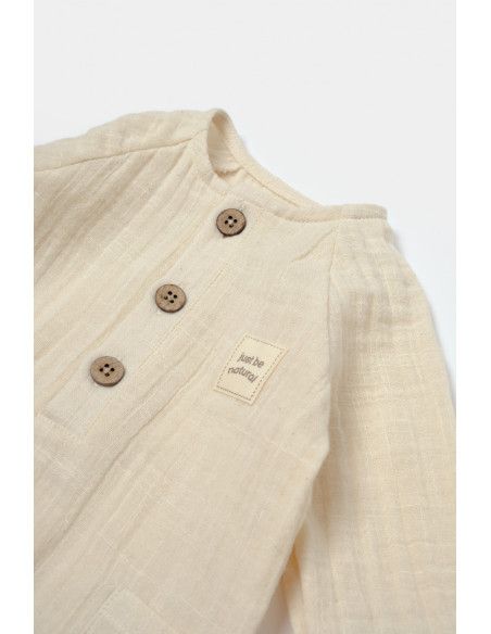 UP-BC-CSYM7036-3,Salopeta cu nasturei, Winter muselin, 100% bumbac - Stone, BabyCosy