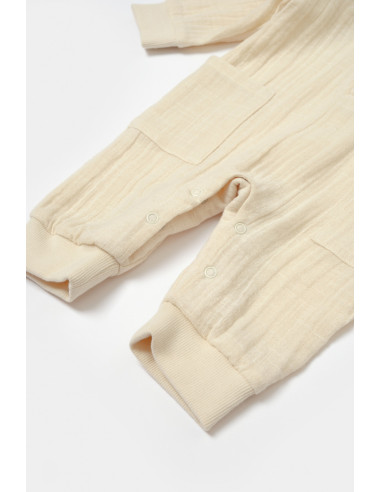 UP-BC-CSYM7036-3,Salopeta cu nasturei, Winter muselin, 100% bumbac - Stone, BabyCosy