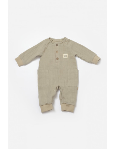 UP-BC-CSYM7037-3,Salopeta cu nasturei, Winter muselin, 100% bumbac - Verde, BabyCosy