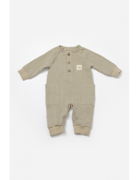UP-BC-CSYM7037-3,Salopeta cu nasturei, Winter muselin, 100% bumbac - Verde, BabyCosy