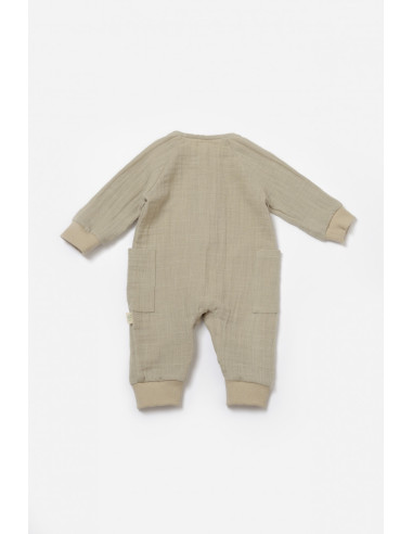 UP-BC-CSYM7037-3,Salopeta cu nasturei, Winter muselin, 100% bumbac - Verde, BabyCosy