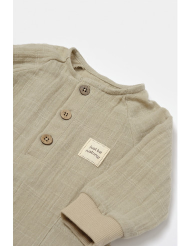 UP-BC-CSYM7037-3,Salopeta cu nasturei, Winter muselin, 100% bumbac - Verde, BabyCosy