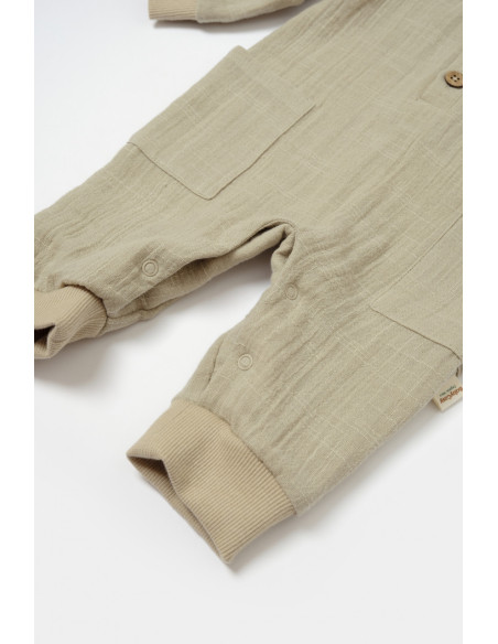 UP-BC-CSYM7037-3,Salopeta cu nasturei, Winter muselin, 100% bumbac - Verde, BabyCosy