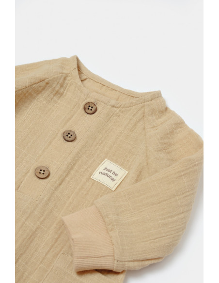 UP-BC-CSYM7038-3,Salopeta cu nasturei, Winter muselin, 100% bumbac - Apricot, BabyCosy