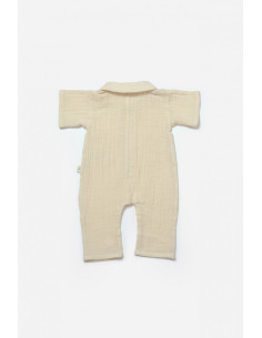 UP-BC-CSYM7039-3,Salopeta cu maneca scurta si nasturei Sheep, 100% bumbac - Stone, BabyCosy (Marime: 3-6 Luni) 2