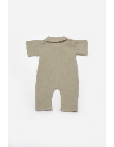 UP-BC-CSYM7040-18,Salopeta cu maneca scurta si nasturei Sheep, 100% bumbac - Verde, BabyCosy