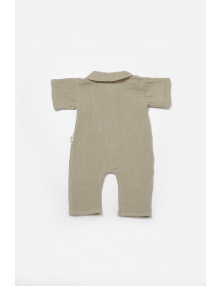 UP-BC-CSYM7040-18,Salopeta cu maneca scurta si nasturei Sheep, 100% bumbac - Verde, BabyCosy