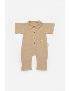UP-BC-CSYM7041-3,Salopeta cu maneca scurta si nasturei Sheep, 100% bumbac - Apricot, BabyCosy 2