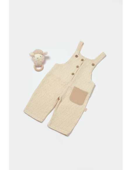 UP-BC-CSYM7042-3,Salopeta cu bretele si buzunar, 100% bumbac - Stone, BabyCosy