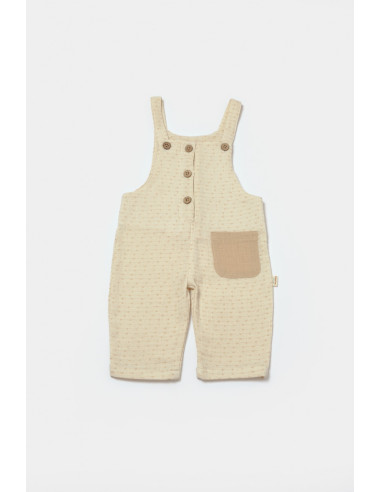 UP-BC-CSYM7042-3,Salopeta cu bretele si buzunar, 100% bumbac - Stone, BabyCosy