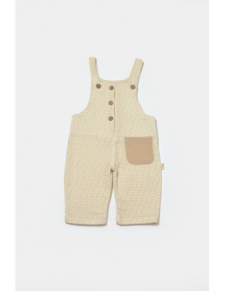 UP-BC-CSYM7042-3,Salopeta cu bretele si buzunar, 100% bumbac - Stone, BabyCosy