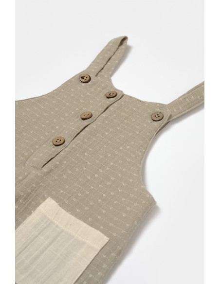 UP-BC-CSYM7043-3,Salopeta cu bretele si buzunar, 100% bumbac - Verde, BabyCosy