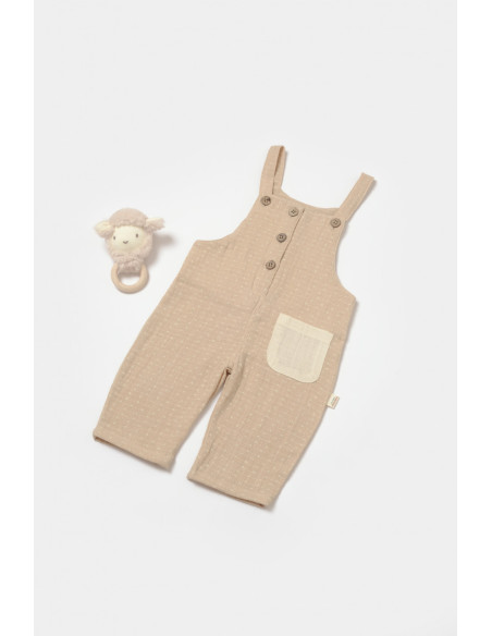 UP-BC-CSYM7044-3,Salopeta cu bretele si buzunar, 100% bumbac - Apricot, BabyCosy