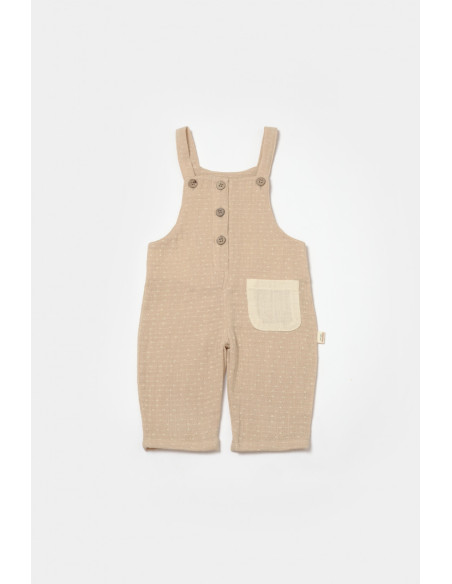 UP-BC-CSYM7044-3,Salopeta cu bretele si buzunar, 100% bumbac - Apricot, BabyCosy