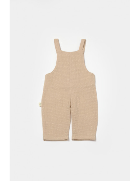 UP-BC-CSYM7044-3,Salopeta cu bretele si buzunar, 100% bumbac - Apricot, BabyCosy