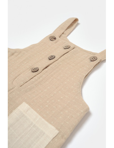 UP-BC-CSYM7044-3,Salopeta cu bretele si buzunar, 100% bumbac - Apricot, BabyCosy