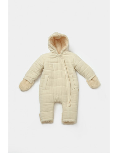 UP-BC-CSYM7051-3,Salopeta de iarna pentru bebelusi, Winter muselin, 100% bumbac - Stone, BabyCosy