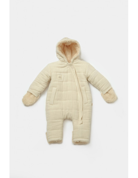 UP-BC-CSYM7051-3,Salopeta de iarna pentru bebelusi, Winter muselin, 100% bumbac - Stone, BabyCosy