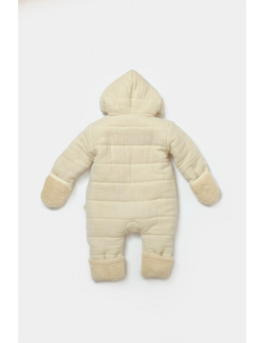 UP-BC-CSYM7051-3,Salopeta de iarna pentru bebelusi, Winter muselin, 100% bumbac - Stone, BabyCosy