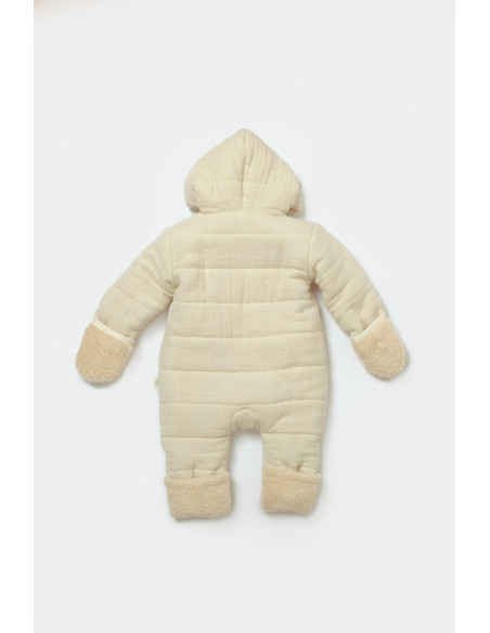 UP-BC-CSYM7051-3,Salopeta de iarna pentru bebelusi, Winter muselin, 100% bumbac - Stone, BabyCosy