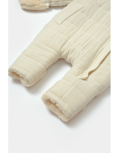 UP-BC-CSYM7051-3,Salopeta de iarna pentru bebelusi, Winter muselin, 100% bumbac - Stone, BabyCosy