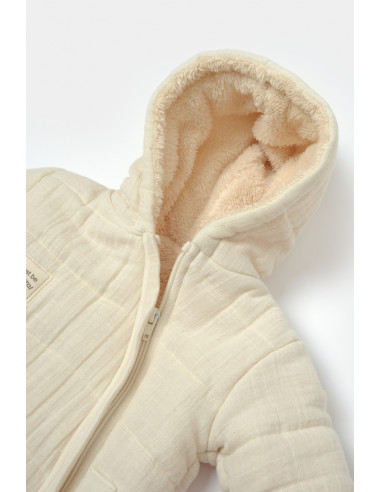 UP-BC-CSYM7051-3,Salopeta de iarna pentru bebelusi, Winter muselin, 100% bumbac - Stone, BabyCosy