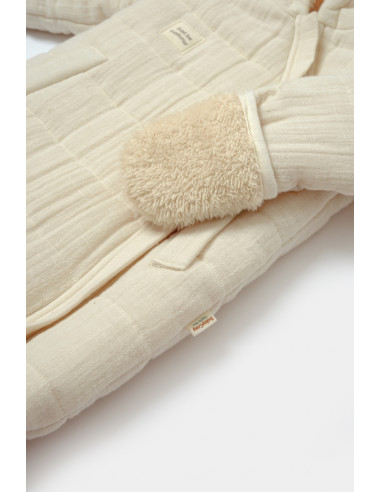 UP-BC-CSYM7051-3,Salopeta de iarna pentru bebelusi, Winter muselin, 100% bumbac - Stone, BabyCosy