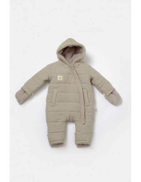 UP-BC-CSYM7052-3,Salopeta de iarna pentru bebelusi, Winter muselin, 100% bumbac - Verde, BabyCosy