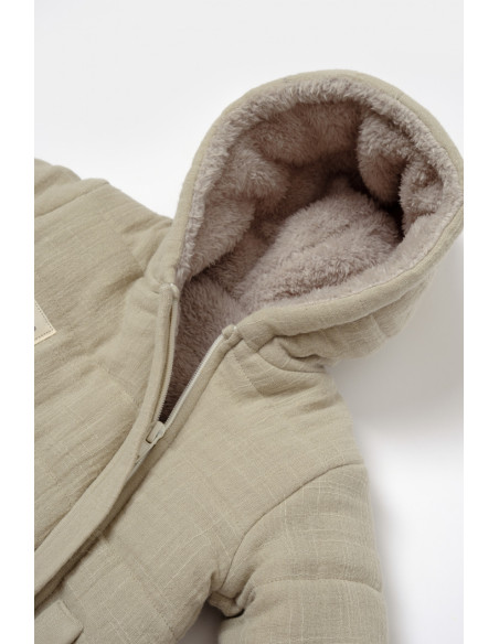 UP-BC-CSYM7052-3,Salopeta de iarna pentru bebelusi, Winter muselin, 100% bumbac - Verde, BabyCosy