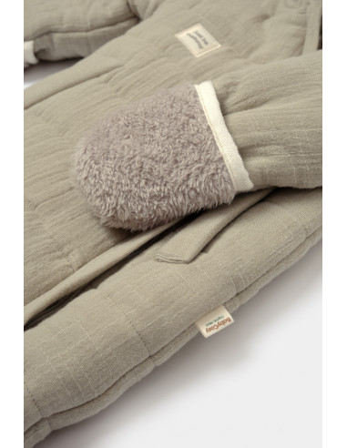UP-BC-CSYM7052-3,Salopeta de iarna pentru bebelusi, Winter muselin, 100% bumbac - Verde, BabyCosy