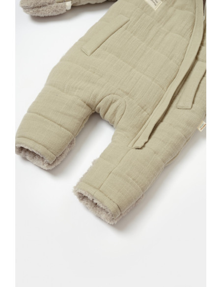 UP-BC-CSYM7052-3,Salopeta de iarna pentru bebelusi, Winter muselin, 100% bumbac - Verde, BabyCosy