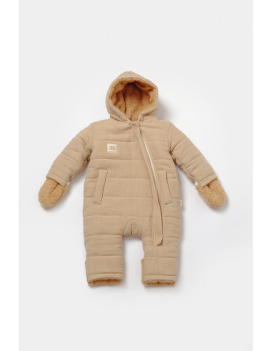 UP-BC-CSYM7053-3,Salopeta de iarna pentru bebelusi, Winter muselin, 100% bumbac - Apricot, BabyCosy