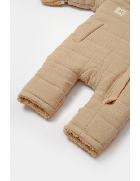 UP-BC-CSYM7053-3,Salopeta de iarna pentru bebelusi, Winter muselin, 100% bumbac - Apricot, BabyCosy