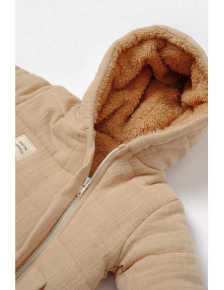 UP-BC-CSYM7053-3,Salopeta de iarna pentru bebelusi, Winter muselin, 100% bumbac - Apricot, BabyCosy