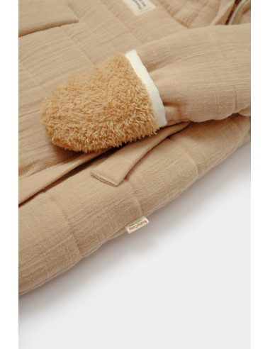 UP-BC-CSYM7053-3,Salopeta de iarna pentru bebelusi, Winter muselin, 100% bumbac - Apricot, BabyCosy