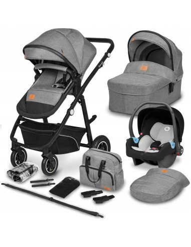 BN-LO-BIANKA_3IN1_GREY_STONE,Lionelo - Carucior Bianka, 3 in 1, Cu sezut reversibil, Cadru aluminiu, Cu landou intarit si saltel