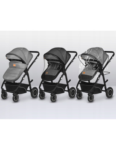 BN-LO-BIANKA_3IN1_GREY_STONE,Lionelo - Carucior Bianka, 3 in 1, Cu sezut reversibil, Cadru aluminiu, Cu landou intarit si saltel